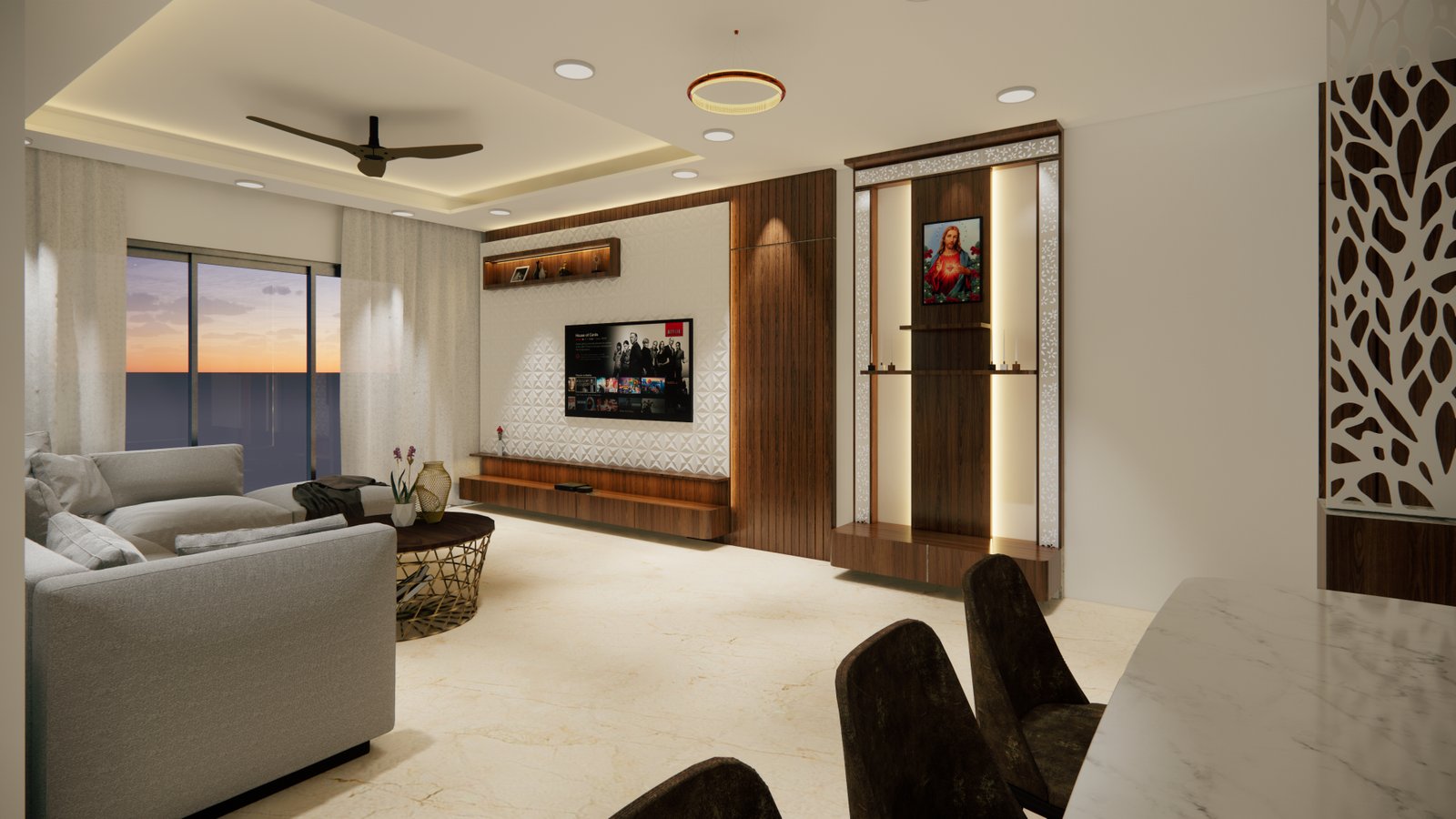 Modern living room design in Thane by Keywords Design Studio